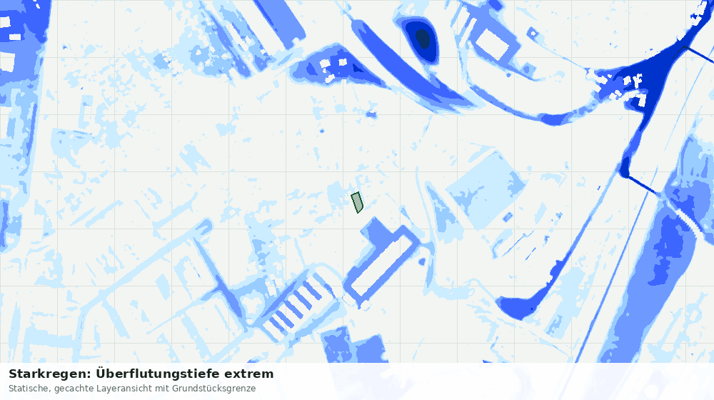 Statische Kartenansicht: Starkregen: Überflutungstiefe extrem