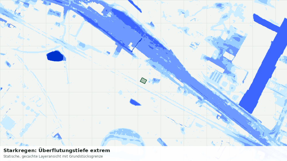 Statische Kartenansicht: Starkregen: Überflutungstiefe extrem
