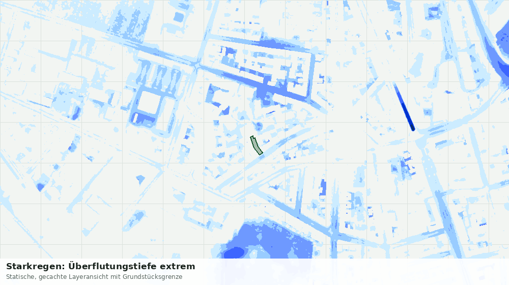 Statische Kartenansicht: Starkregen: Überflutungstiefe extrem
