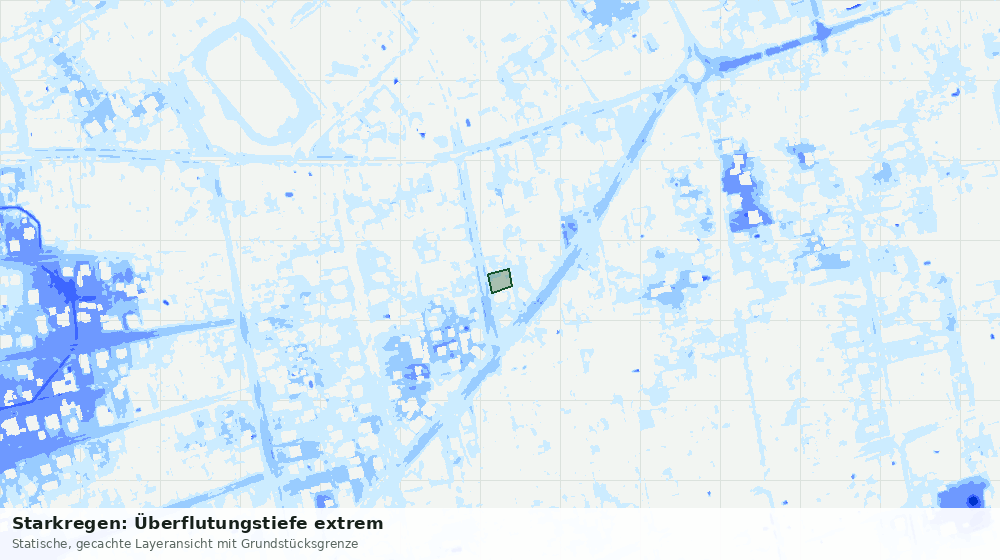 Statische Kartenansicht: Starkregen: Überflutungstiefe extrem