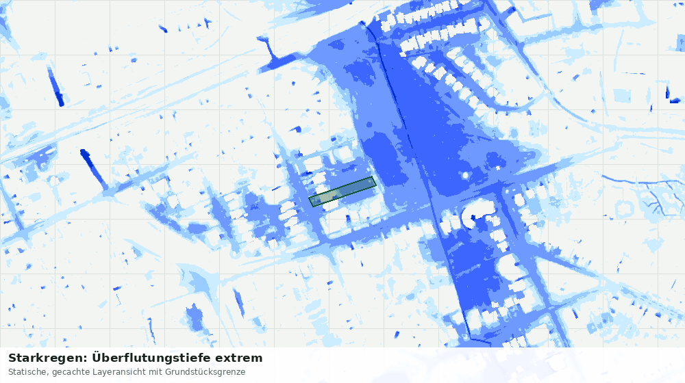 Statische Kartenansicht: Starkregen: Überflutungstiefe extrem
