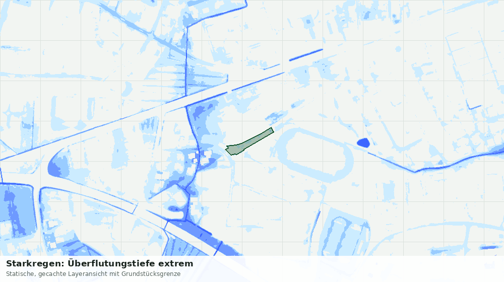 Statische Kartenansicht: Starkregen: Überflutungstiefe extrem