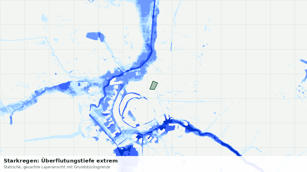 Statische Kartenansicht: Starkregen: Überflutungstiefe extrem