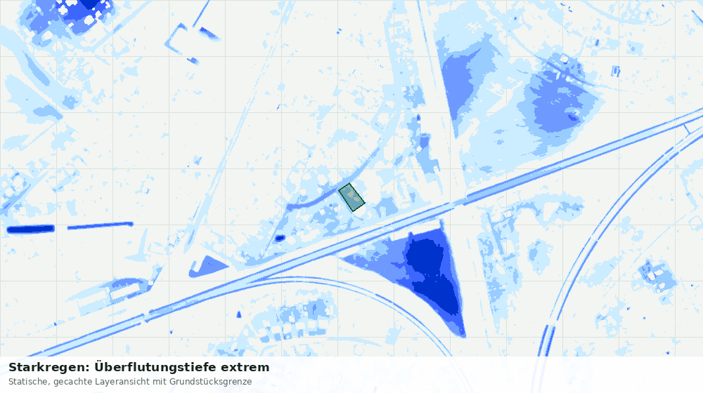 Statische Kartenansicht: Starkregen: Überflutungstiefe extrem