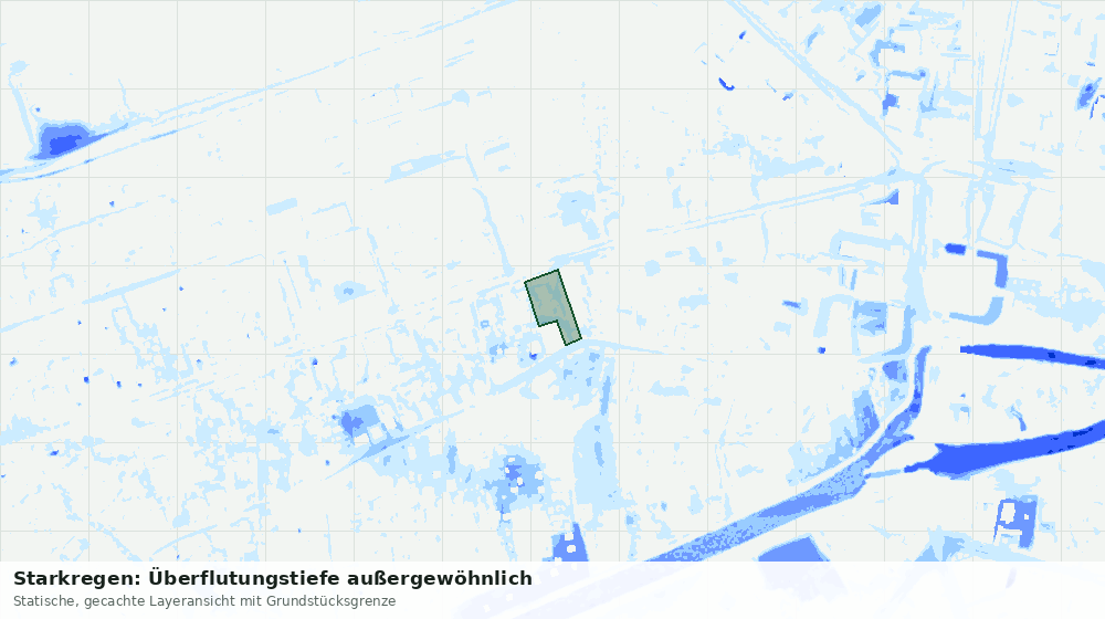 Statische Kartenansicht: Starkregen: Überflutungstiefe außergewöhnlich