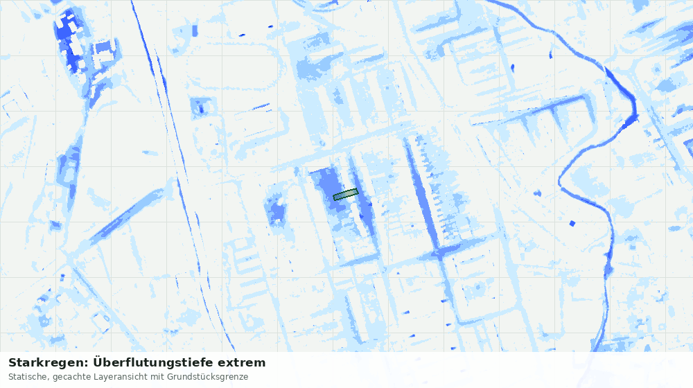 Statische Kartenansicht: Starkregen: Überflutungstiefe extrem