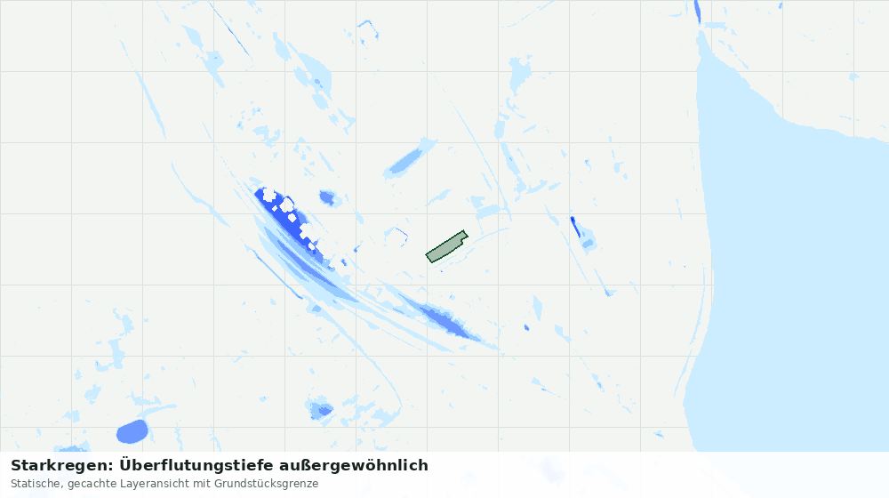 Statische Kartenansicht: Starkregen: Überflutungstiefe außergewöhnlich