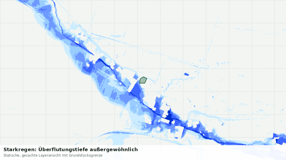 Statische Kartenansicht: Starkregen: Überflutungstiefe außergewöhnlich
