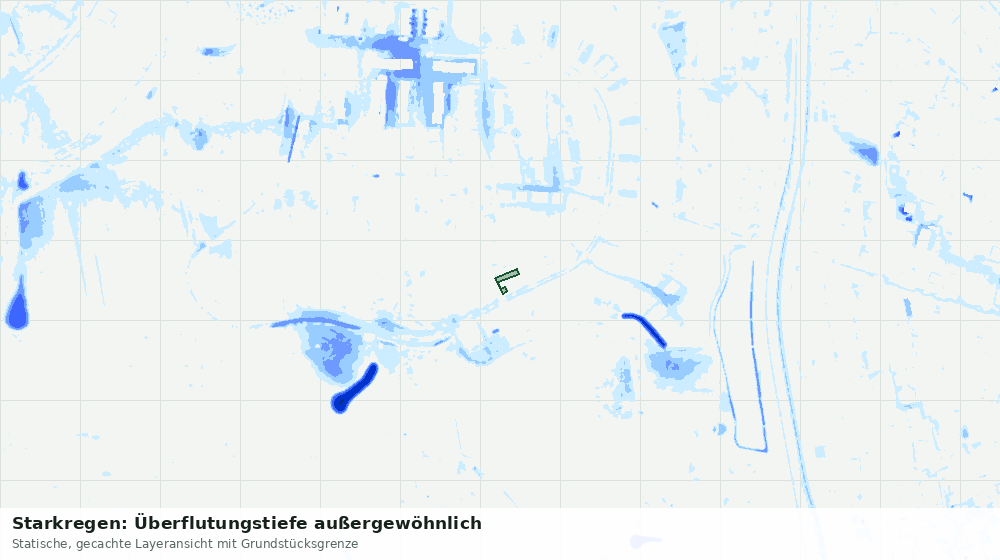 Statische Kartenansicht: Starkregen: Überflutungstiefe außergewöhnlich