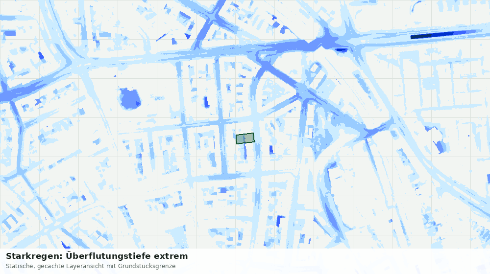 Statische Kartenansicht: Starkregen: Überflutungstiefe extrem