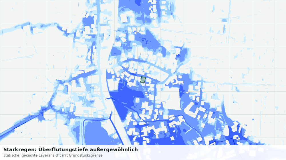Statische Kartenansicht: Starkregen: Überflutungstiefe außergewöhnlich