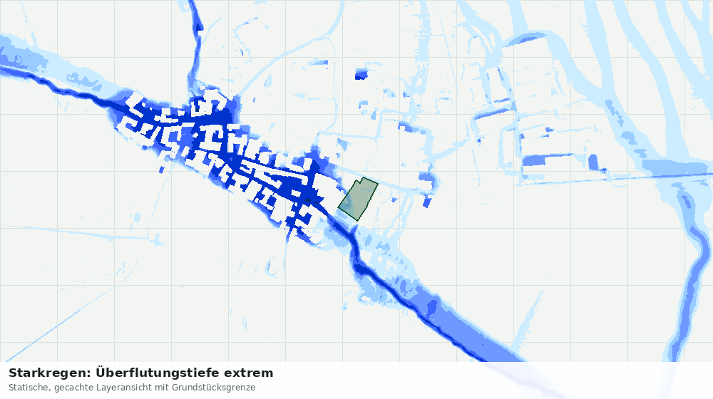 Statische Kartenansicht: Starkregen: Überflutungstiefe extrem