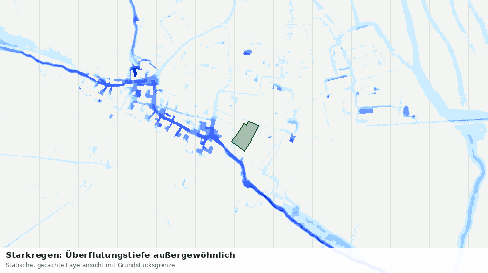 Statische Kartenansicht: Starkregen: Überflutungstiefe außergewöhnlich