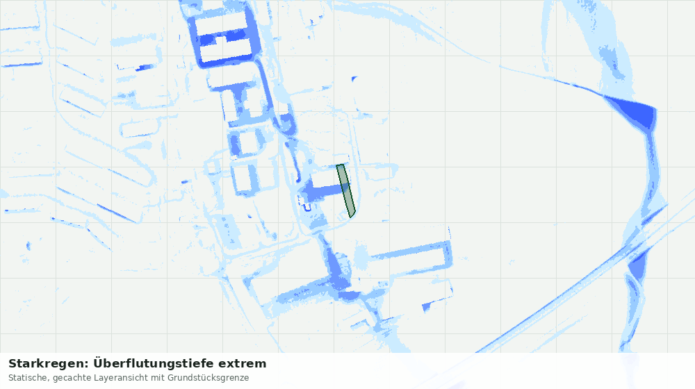 Statische Kartenansicht: Starkregen: Überflutungstiefe extrem