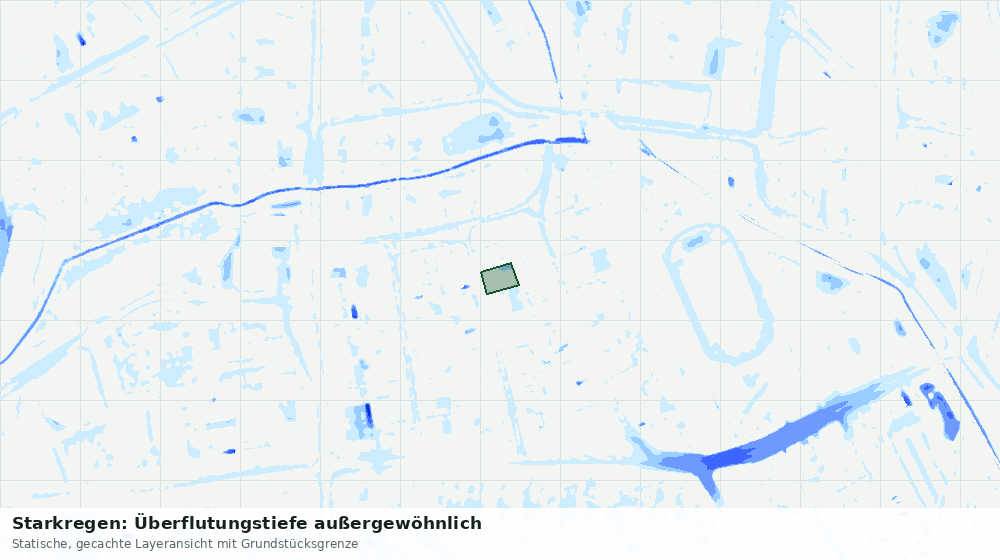 Statische Kartenansicht: Starkregen: Überflutungstiefe außergewöhnlich