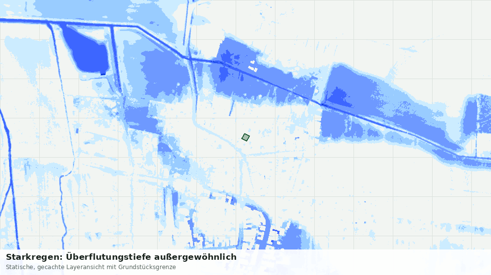 Statische Kartenansicht: Starkregen: Überflutungstiefe außergewöhnlich