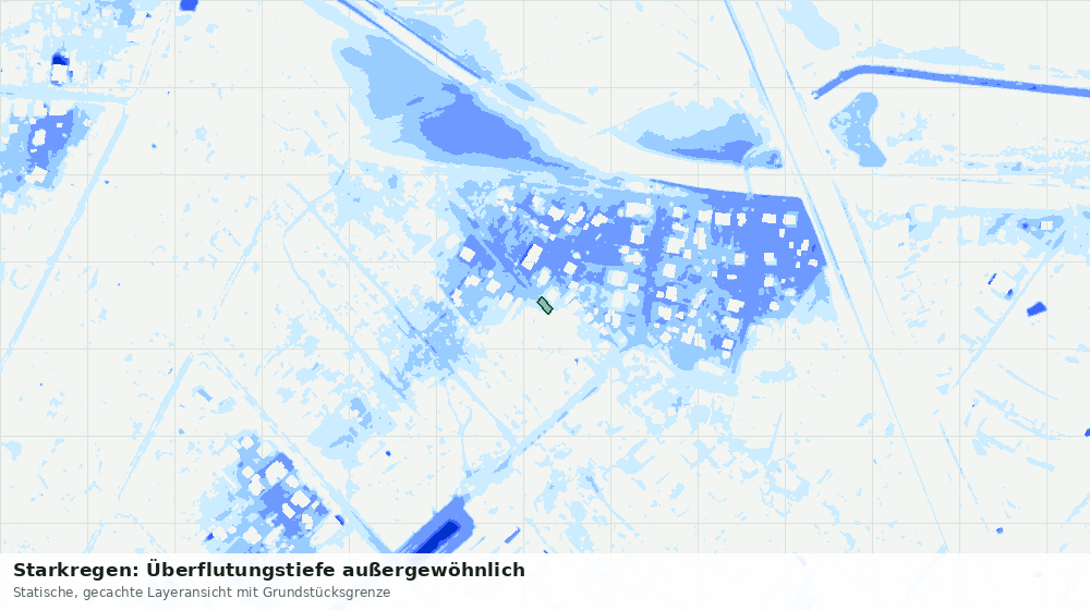 Statische Kartenansicht: Starkregen: Überflutungstiefe außergewöhnlich