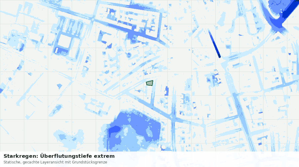 Statische Kartenansicht: Starkregen: Überflutungstiefe extrem