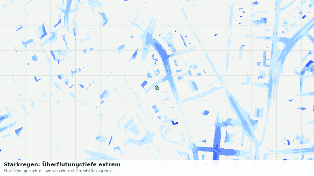 Statische Kartenansicht: Starkregen: Überflutungstiefe extrem