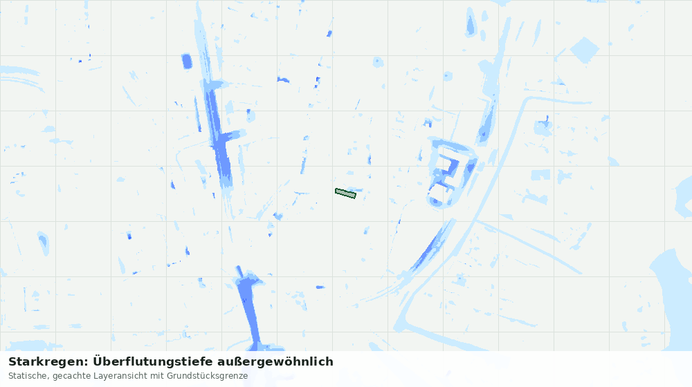 Statische Kartenansicht: Starkregen: Überflutungstiefe außergewöhnlich