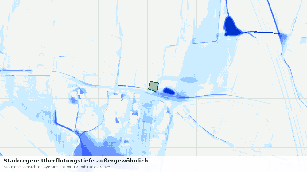 Statische Kartenansicht: Starkregen: Überflutungstiefe außergewöhnlich