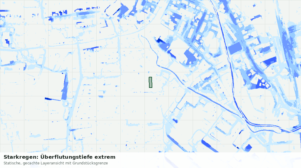 Statische Kartenansicht: Starkregen: Überflutungstiefe extrem