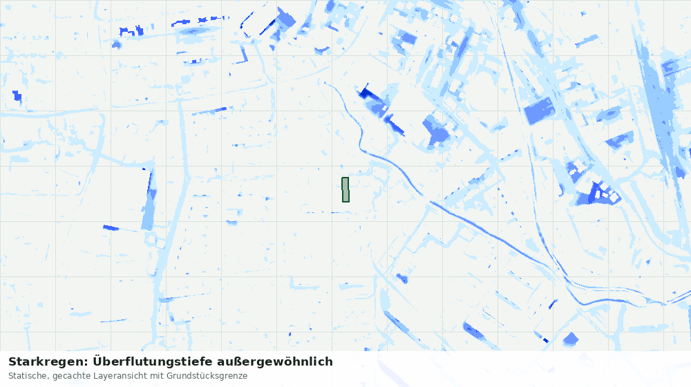 Statische Kartenansicht: Starkregen: Überflutungstiefe außergewöhnlich