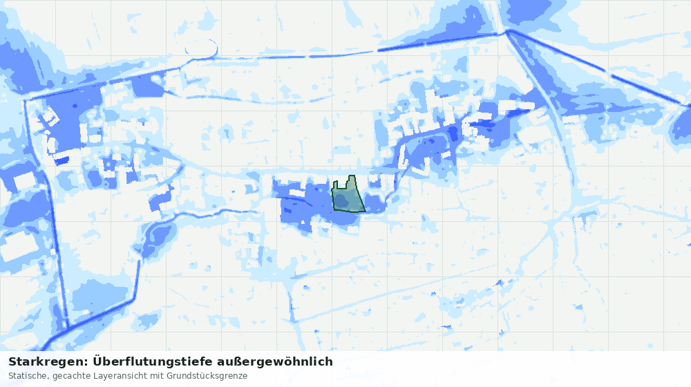 Statische Kartenansicht: Starkregen: Überflutungstiefe außergewöhnlich