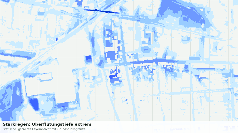 Statische Kartenansicht: Starkregen: Überflutungstiefe extrem