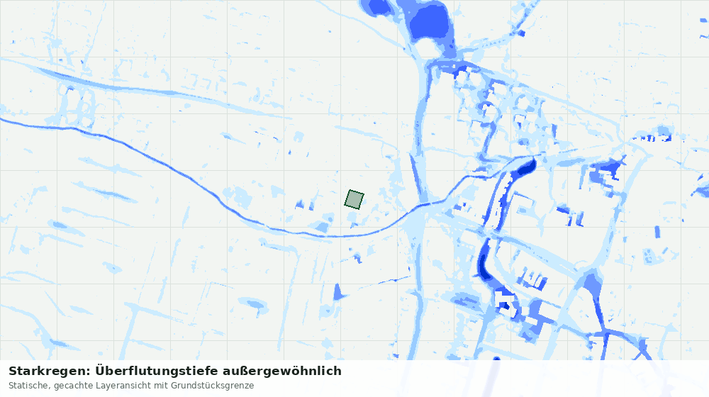 Statische Kartenansicht: Starkregen: Überflutungstiefe außergewöhnlich