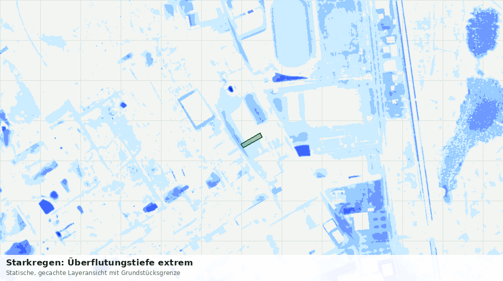 Statische Kartenansicht: Starkregen: Überflutungstiefe extrem