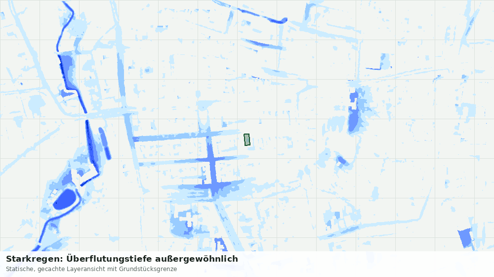 Statische Kartenansicht: Starkregen: Überflutungstiefe außergewöhnlich