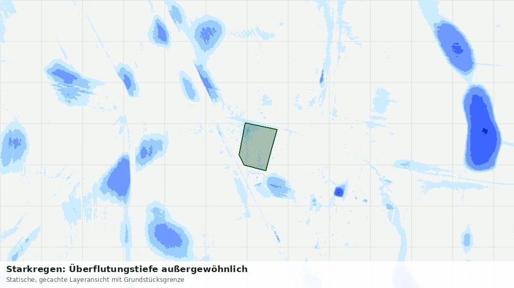 Statische Kartenansicht: Starkregen: Überflutungstiefe außergewöhnlich