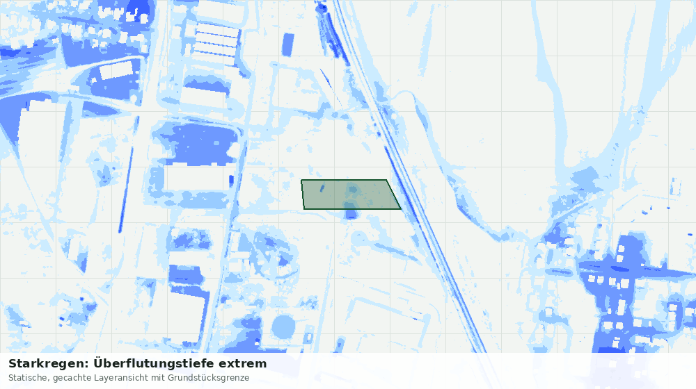 Statische Kartenansicht: Starkregen: Überflutungstiefe extrem