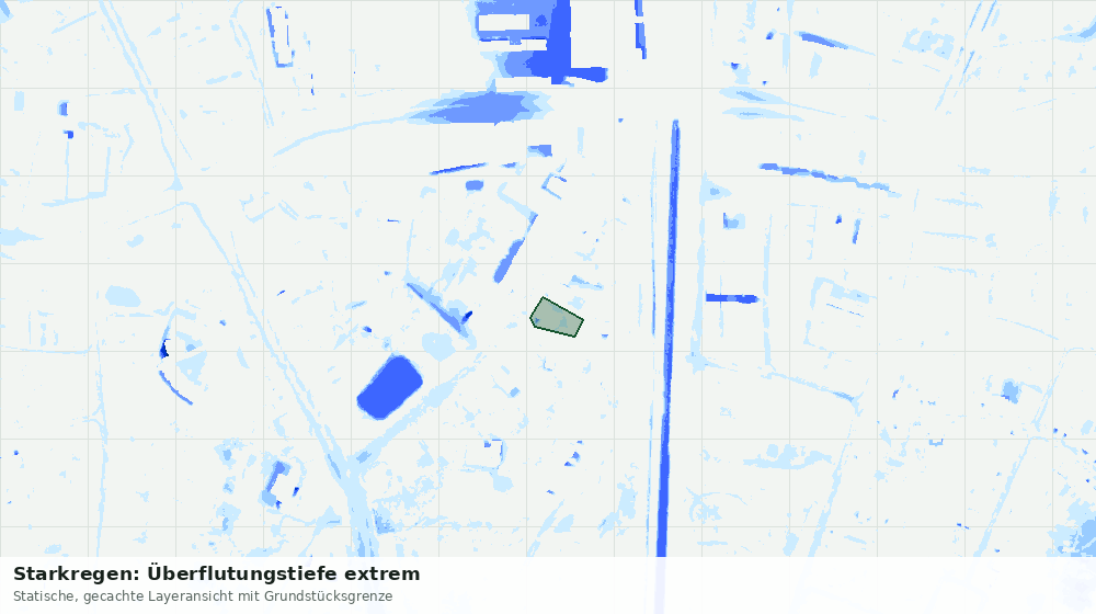Statische Kartenansicht: Starkregen: Überflutungstiefe extrem