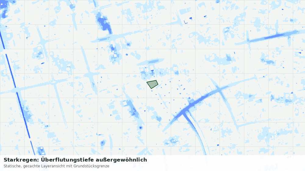 Statische Kartenansicht: Starkregen: Überflutungstiefe außergewöhnlich