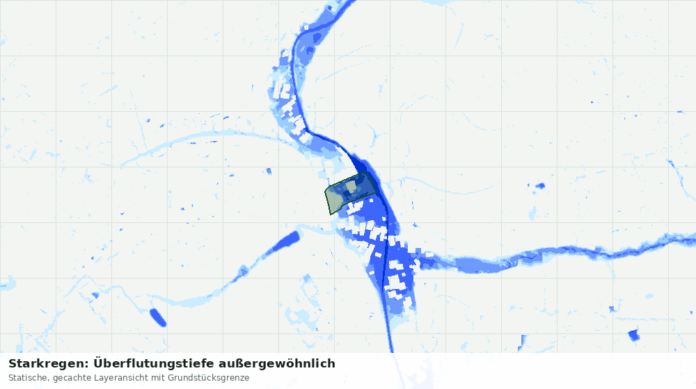 Statische Kartenansicht: Starkregen: Überflutungstiefe außergewöhnlich