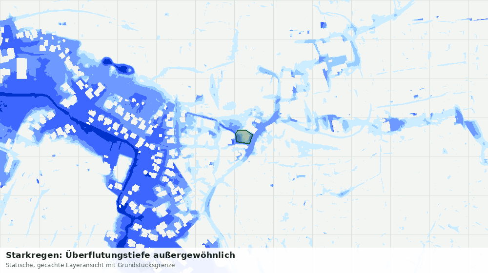 Statische Kartenansicht: Starkregen: Überflutungstiefe außergewöhnlich
