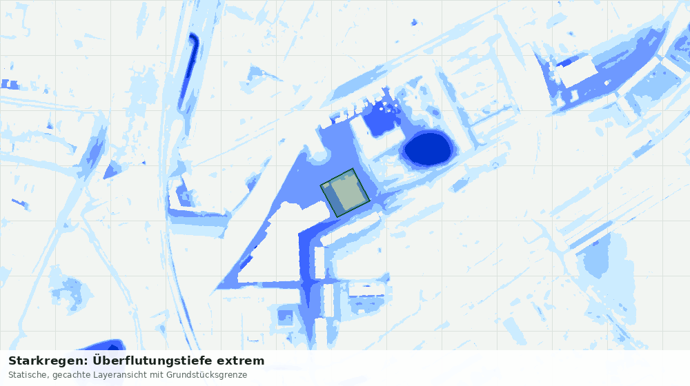 Statische Kartenansicht: Starkregen: Überflutungstiefe extrem