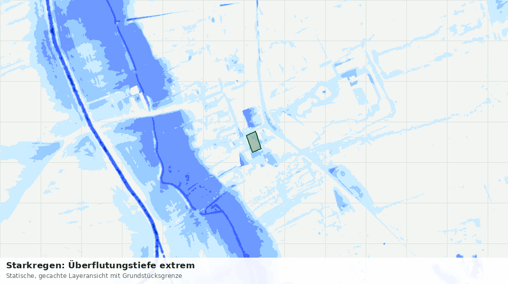 Statische Kartenansicht: Starkregen: Überflutungstiefe extrem