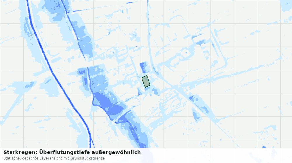 Statische Kartenansicht: Starkregen: Überflutungstiefe außergewöhnlich
