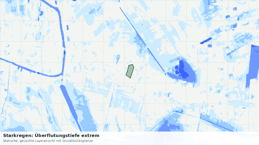 Statische Kartenansicht: Starkregen: Überflutungstiefe extrem