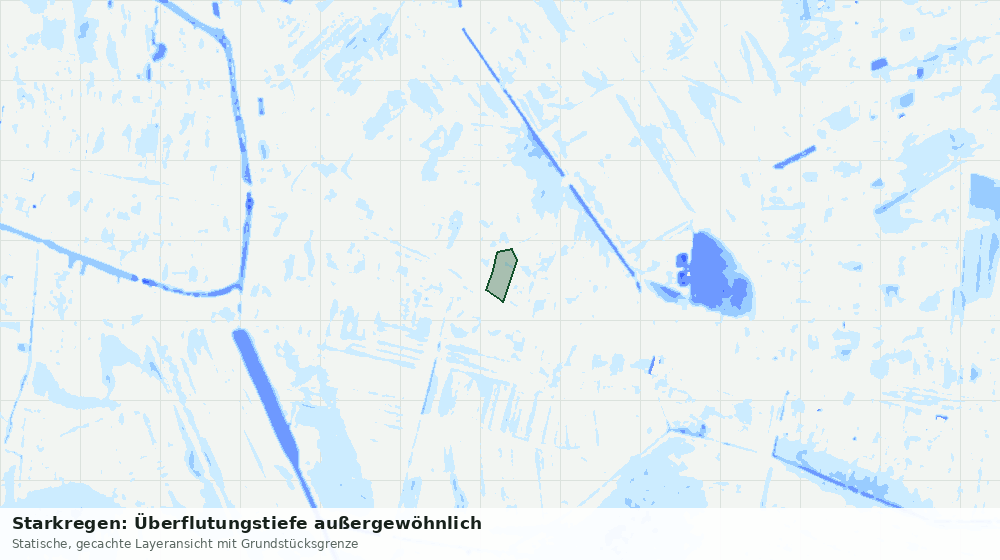 Statische Kartenansicht: Starkregen: Überflutungstiefe außergewöhnlich