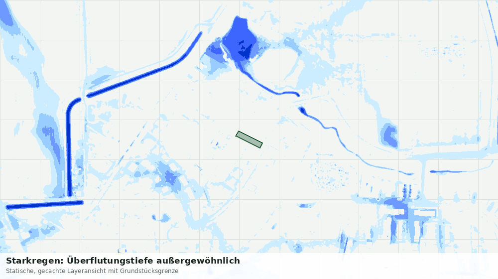 Statische Kartenansicht: Starkregen: Überflutungstiefe außergewöhnlich