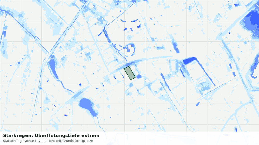 Statische Kartenansicht: Starkregen: Überflutungstiefe extrem