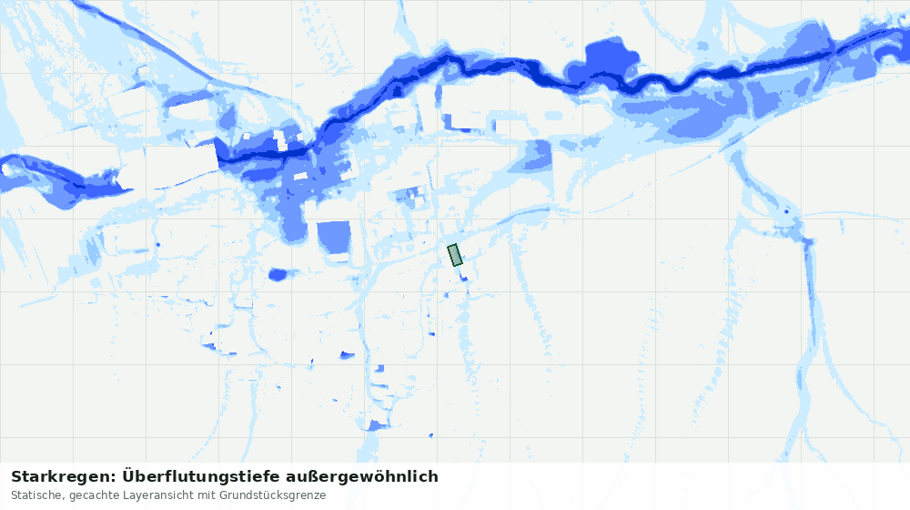 Statische Kartenansicht: Starkregen: Überflutungstiefe außergewöhnlich