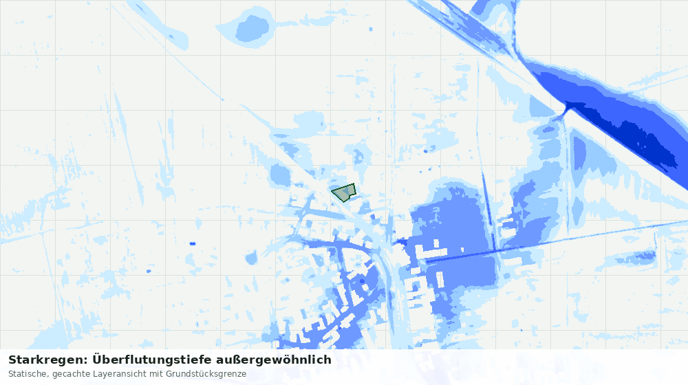 Statische Kartenansicht: Starkregen: Überflutungstiefe außergewöhnlich