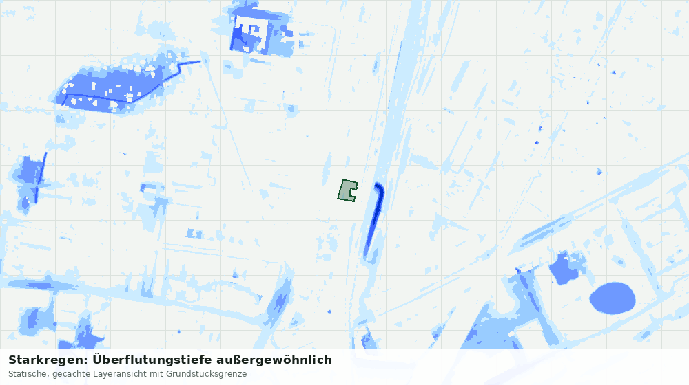 Statische Kartenansicht: Starkregen: Überflutungstiefe außergewöhnlich
