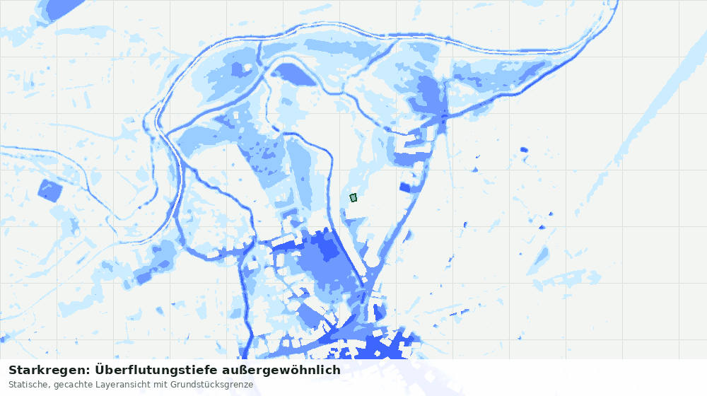 Statische Kartenansicht: Starkregen: Überflutungstiefe außergewöhnlich