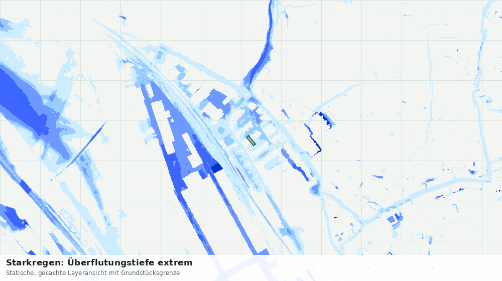 Statische Kartenansicht: Starkregen: Überflutungstiefe extrem